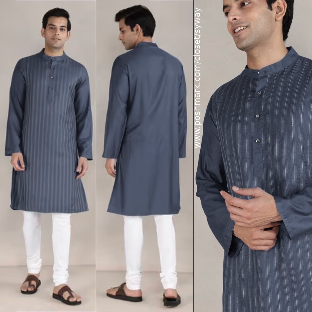 Fabindia Blue Viscose Silk Comfort Fit Long Kurta NWT